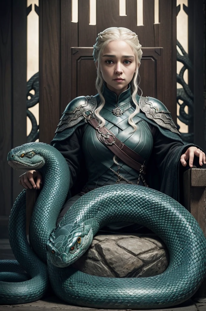 Create a new home in the world of Game of Thrones, with the symbolism of a snake, cool colours, Strong, demonstrating assertiveness and firmness, name determined by Elder, são Strong, treacherous, smart, insightful and crazy, in photo style