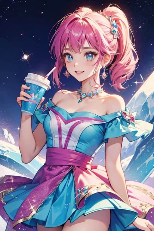 Her outfit is based on an Icee. SPARKLE; GLITTER