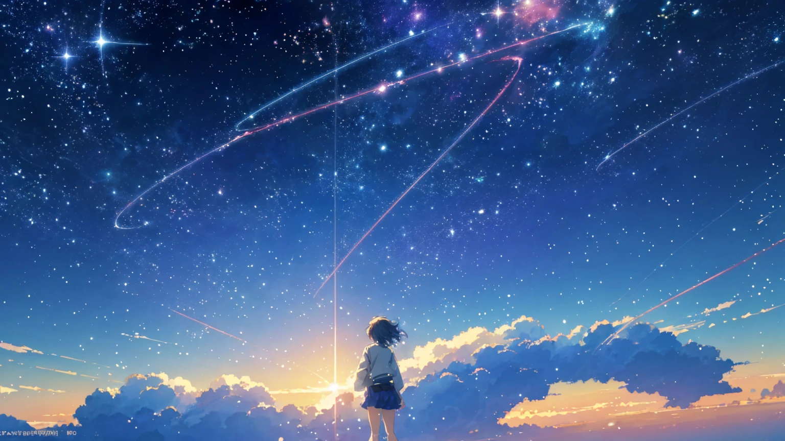 Beautiful sky anime scene with stars and planets, Space Sky. by Makoto Shinkai, anime art wallpaper 4k, anime art wallpaper 4k, Anime Art Wallpapers 8K, anime wallpaper 4k, anime wallpaper 4k, 4k anime wallpaper, Anime Sky, Awesome Wallpapers, Anime Background, Heavenly planets in the background, Anime Background art no humans landscape