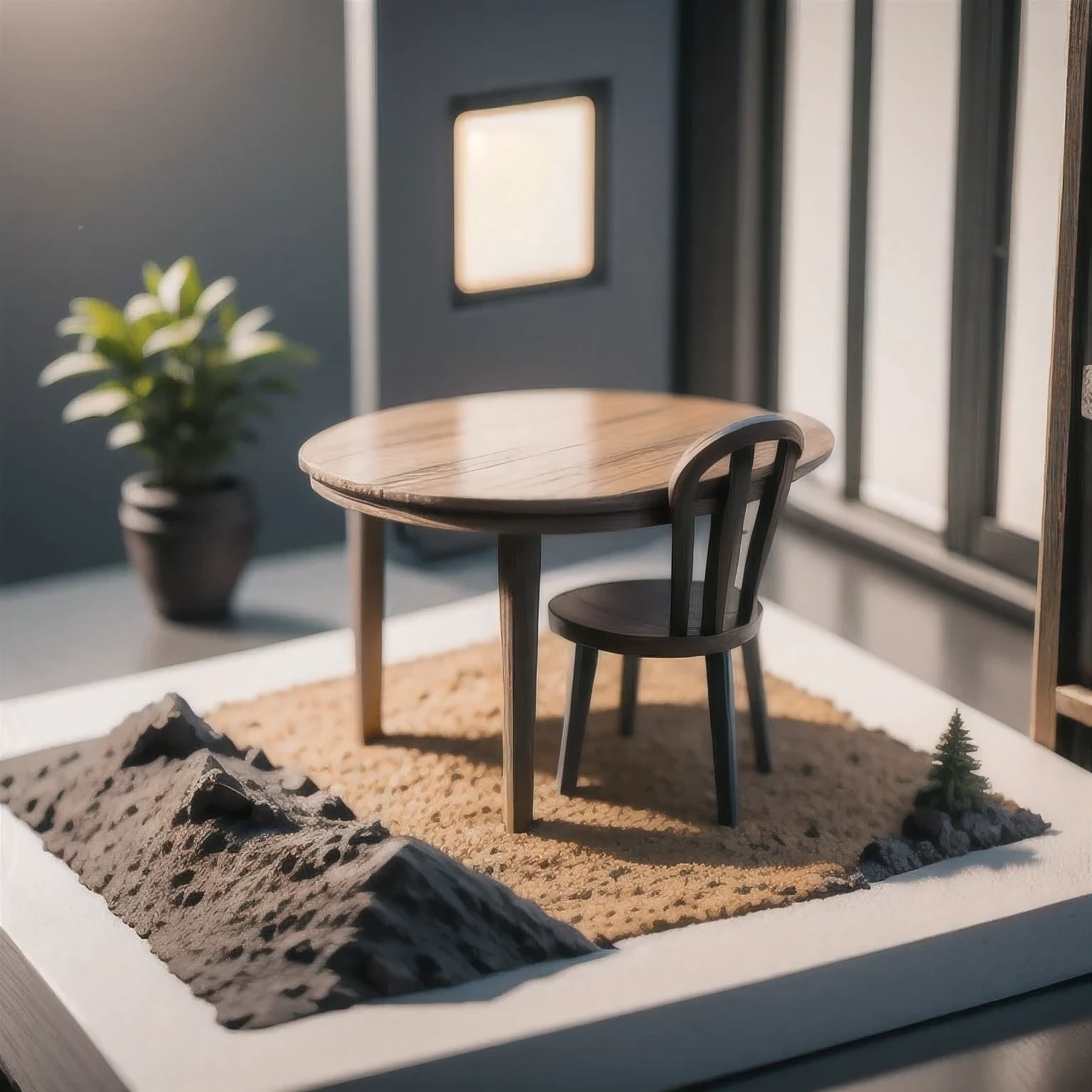 there is a  sitting at a table in a miniature house, stylized 3d render, 3 d clay render, 3d clay render, daily render, stylized as a 3d render, 3 d illustration, 3d illustration, low poly render, a low poly render, clay render, 3d low poly render, 3 d low poly render