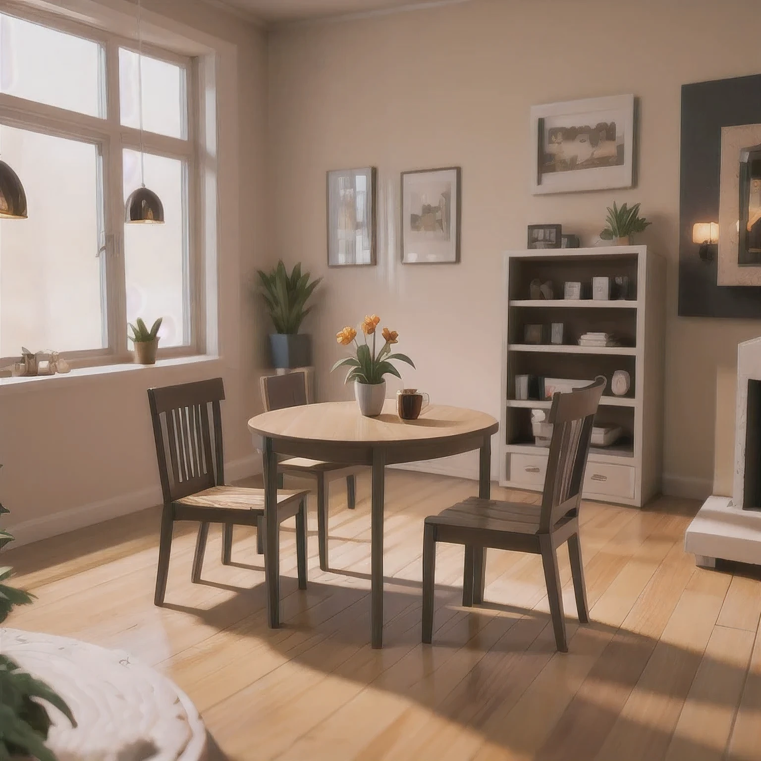 there is a sitting at a table in a miniature house, stylized 3d render, 3 d clay render, 3d clay render, daily render, stylized as a 3d render, 3 d illustration, 3d illustration, low poly render, a low poly render, clay render, 3d low poly render, 3 d low poly render