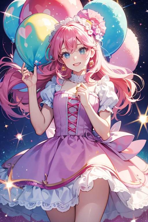Her outfit is based on Fun Sweets cotton candy. SPARKLE; GLITTER