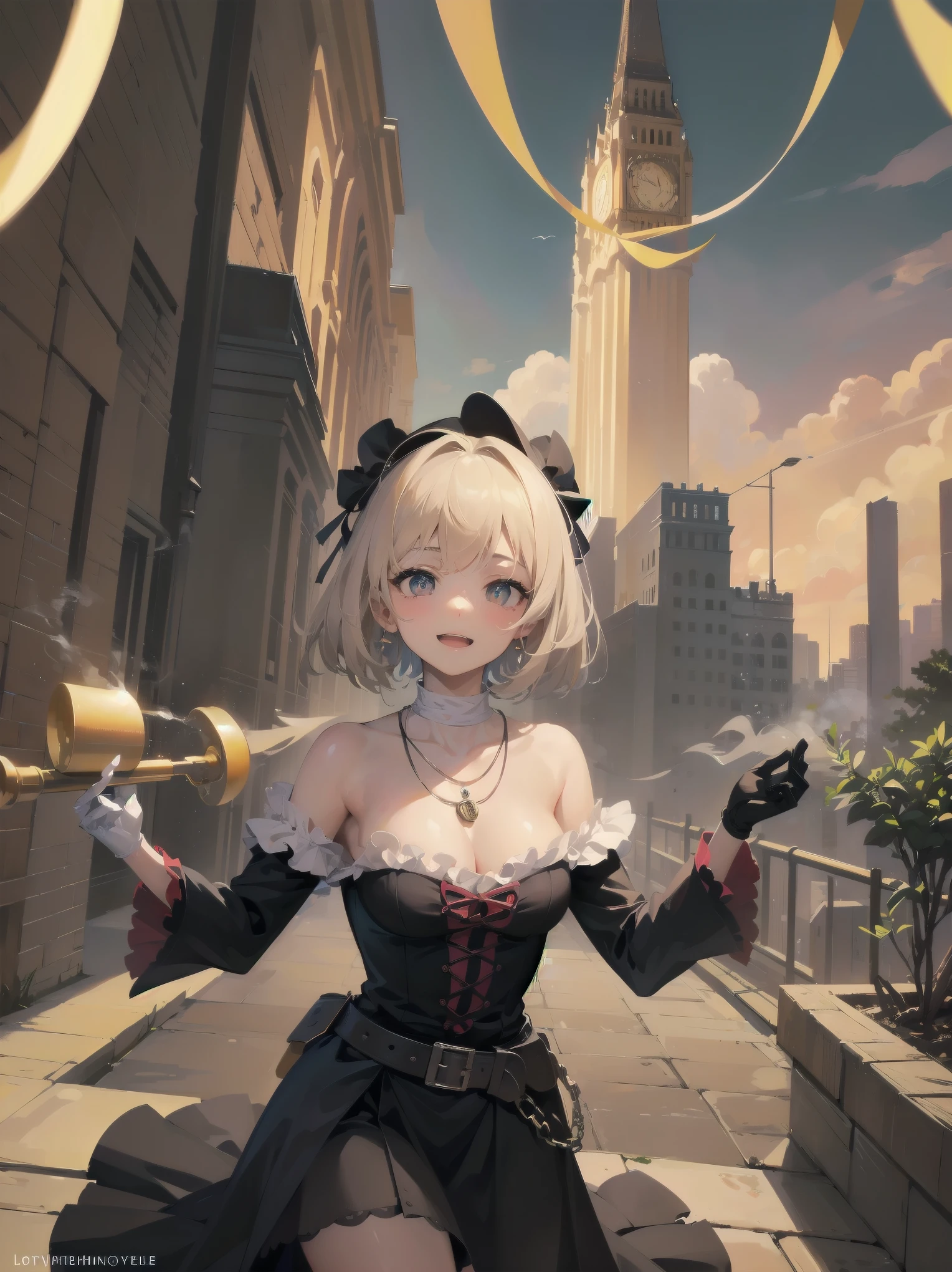 (Masterpiece:1.2), (Top quality: 1.2), Super high resolution, Very detailed,.
BREAK.
, ((Anime girl standing with happiness in her hands)), Crazy girl, (1,ta,Boyish, , 12 y3), Light smile, , Girl looking like a boy, Bob-cut hair, Shaggy hair, Very large breasts, nubile, slender body, overflowing with soft fat mass. Small hips, Vertically large eyes, Fine and beautiful eyes, Well-proportioned irises and pupils, Expressive eyes, Beautifully detailed lips, High resolution detailed hair, Perfect eyes, Perfect face, Super dense skin, Full fingers, Perfect lighting,.
BREAK,.
((light green necklace)), ((black and red fine dress: 1.3)), light green tie, shining sapphire, lady, wearing white gloves,.
BREAK.
, (Steampunk), Castle balcony, Skyscraper, Night view, Equipment, Ancient ruins, Tradition, Overwhelming, Magnificent, Steam, Pipes, (Steam spewing out from pipes:1.2), Fantasy, Victorian other world, Early 19th century, Road, trees, clouds, night sky, shading, effects, detail. Masterpiece background,
BREAK.
((Positive: 1.3)),.
BREAK.
, digital animated art, cartoon-style illustrations, cartoon illustrations