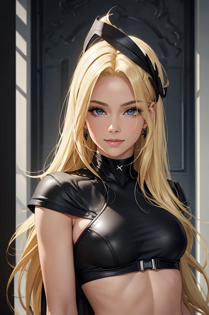 blonde hair, hair blonde grande,black cloack, black may, black cloack, black may, black cloack grande, grande black cloack, (best qualityer,ultra detali,photorrealistic:1.37),bright and vibrant colors,studio lighting,Playful expression,stylish make up,long blonde hair flowing in the wind,Eyes seductive,Glossy lips,pose sexy, x-men, 2099, smiling confidently and seductively,Posing for a professional photo shoot,Shallow depth of field,highlighting the main topic,soft natural lighting,Creating a dreamy and magical atmosphere.black cloack, black may, black cloack, black may, black cloack grande, grande black cloack, black may, black bikini, blonde hair, hair blonde