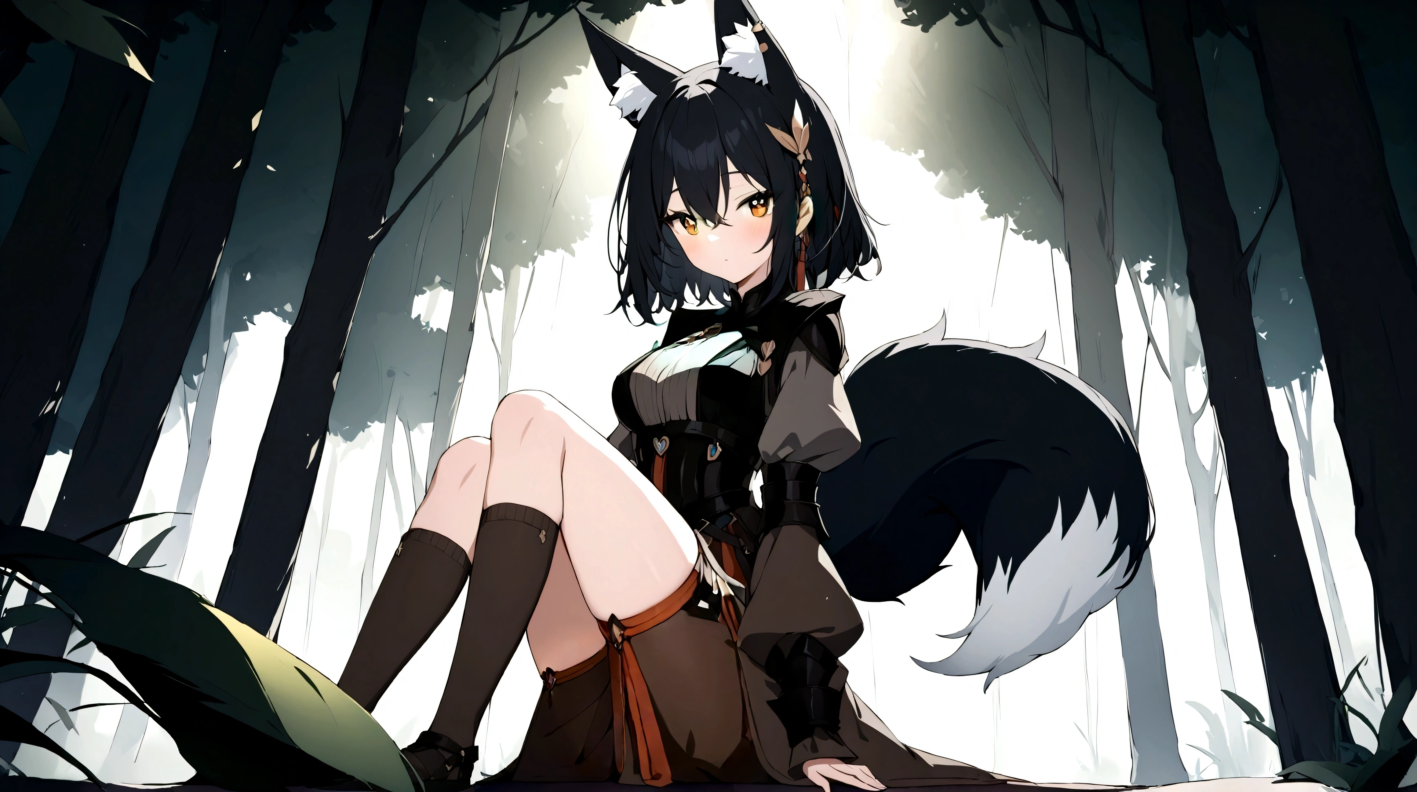 black hair, hide ear.
