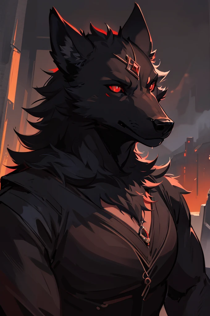 a dark black wolf, glowing red eyes, soft fluffy fur covering its entire body, cinematic lighting, highly detailed, photorealistic, 8k, dramatic composition, moody atmosphere, chiaroscuro lighting, dramatic lighting, dramatic shadows, dark palette, muted colors, cinematic, epic, imposing, powerful, majestic