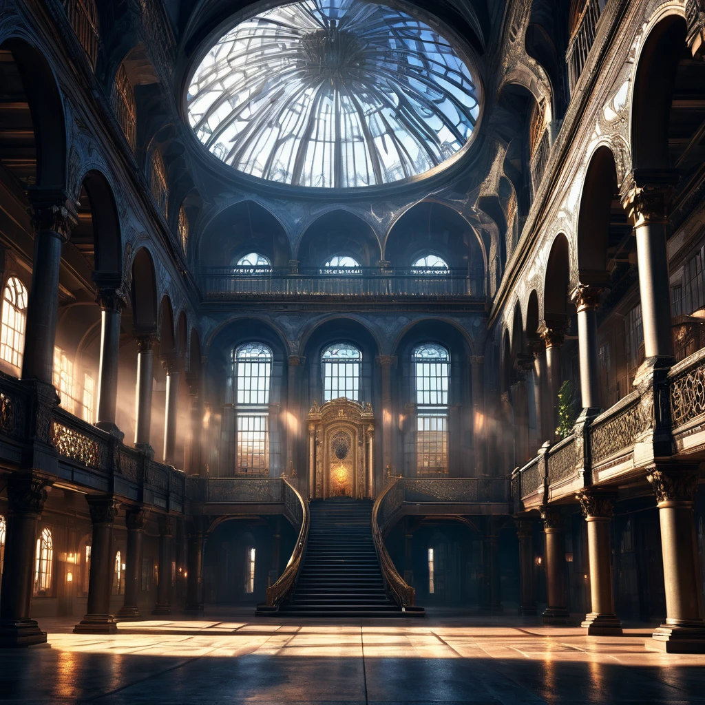 A beautiful, intricate, and highly detailed three-dimensional prison, (best quality,4k,8k,highres,masterpiece:1.2),ultra-detailed,(realistic,photorealistic,photo-realistic:1.37),HDR,UHD,studio lighting,ultra-fine painting,sharp focus,physically-based rendering,extreme detail description,professional,vivid colors,bokeh,surreal,digital art,cinematic lighting,dramatic shadows,epic scale,ornate architecture,complex patterns,intricate details,mysterious atmosphere,moody tones,chiaroscuro,baroque,fantasy,sci-fi