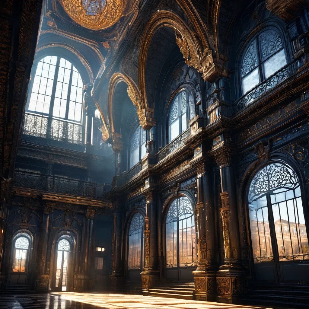 A beautiful, intricate, and highly detailed three-dimensional prison, (best quality,4k,8k,highres,masterpiece:1.2),ultra-detailed,(realistic,photorealistic,photo-realistic:1.37),HDR,UHD,studio lighting,ultra-fine painting,sharp focus,physically-based rendering,extreme detail description,professional,vivid colors,bokeh,surreal,digital art,cinematic lighting,dramatic shadows,epic scale,ornate architecture,complex patterns,intricate details,mysterious atmosphere,moody tones,chiaroscuro,baroque,fantasy,sci-fi