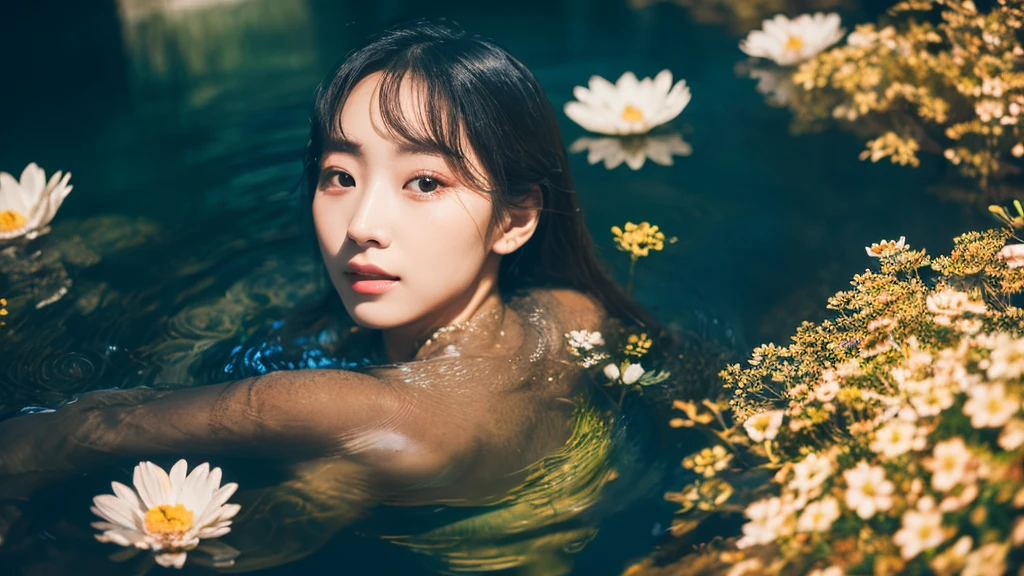 Photographed with Sony A6000　A beautiful woman turned into a fossil　angelicales　beautiful decadent sight、Gentle light、Water channels、subsurface、florals、krystal、Dark Fantasy