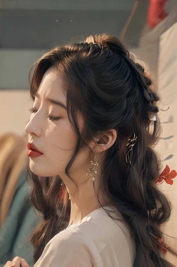 Best quality, masterpiece, ultra high res, photorealistic, raw photo, unity 8k wallpaper,closed eyes