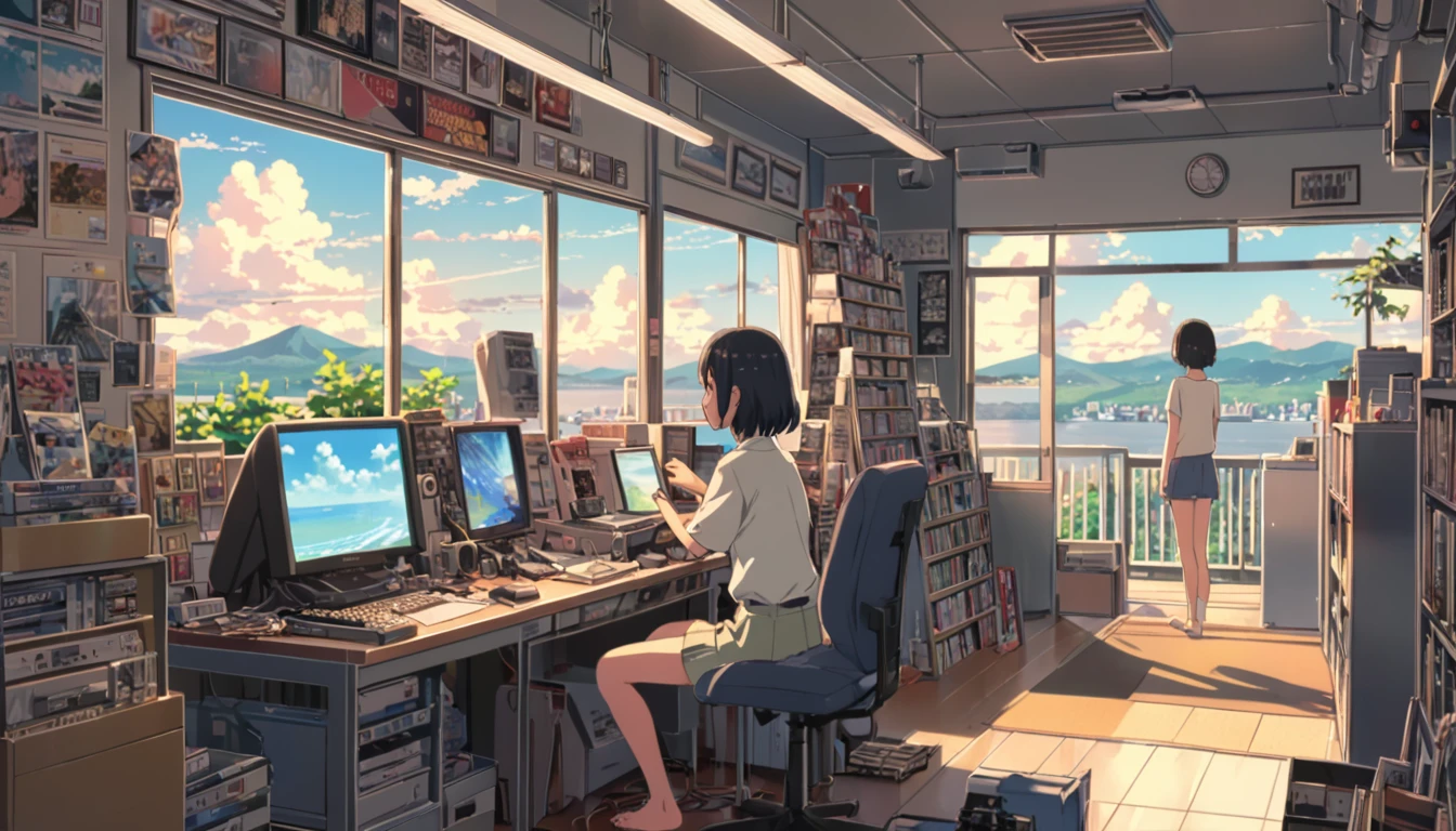 ((Anime: 1.4, Illustration)), (Masterpiece, Top Quality, Best Quality), (Ultra-Detailed, Absolutely Resolution), ((16k, HIGH RES)) (Retro, recode shop), ( Anime: 1.4, Illustration)), (Masterpiece, Top Quality, Best Quality), (Ultra-Detailed, Absolutely Resolution). Ak {Lofi Art, Style of Laurie Greasley, Style of Makoto Shinkai, Anime Aesthetic}, BREAK {(Produces IMAGES WITH ITH INFORMATION THAN 40 Million Pixels with Cinematic-Like Detailed Textures S Hot on a Sony slur).}