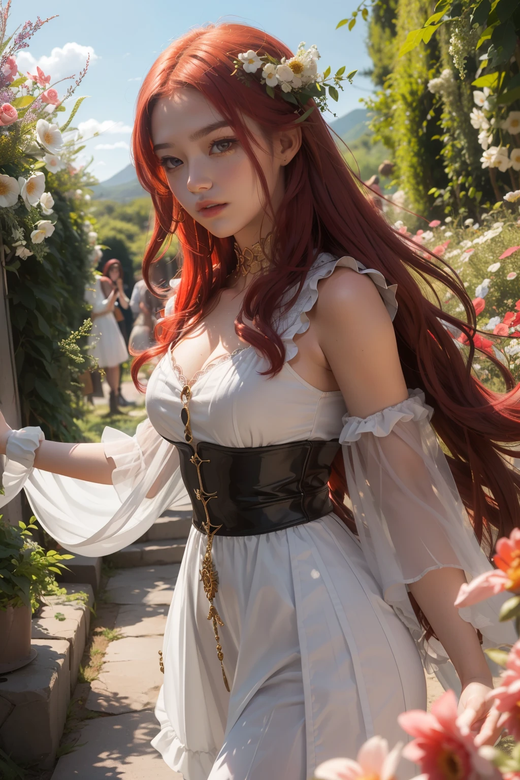 A ager, daughter of Persephone with red hair and has the power to control nature and flowers