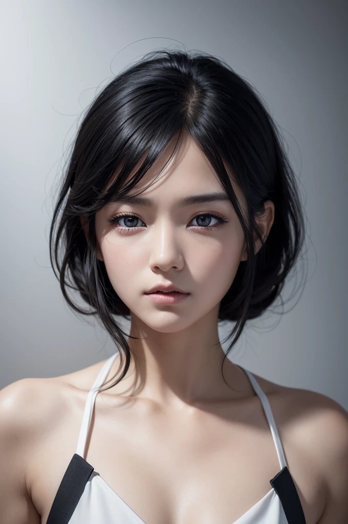 best qualityer, work of art, ultra high resolution, photorrealistic, CRU photo, unity wallpaper 8k,eyes open.Bblack hair,white