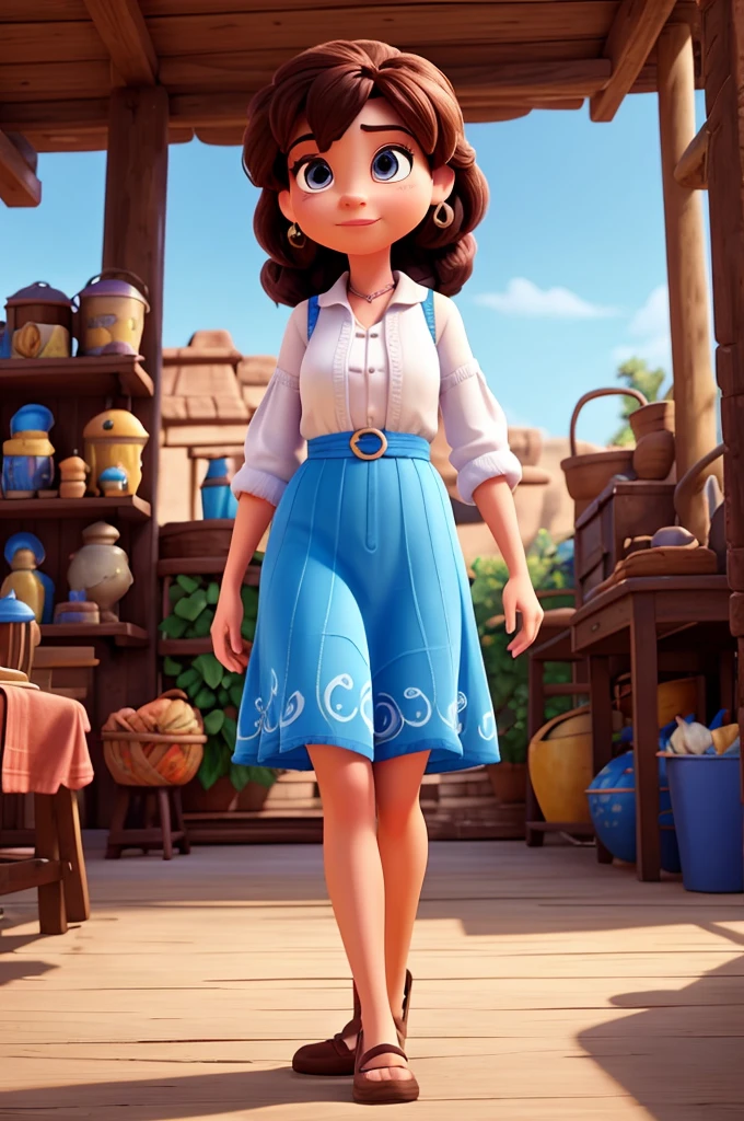 Create a Disney Pixar-style setting, without this woman