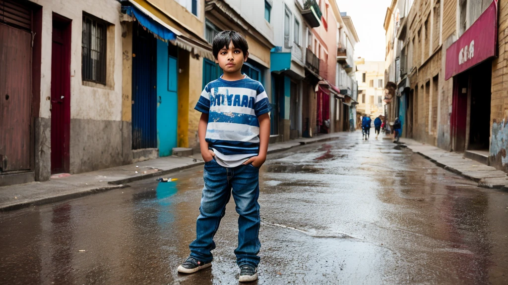 boy with dirty clothes on a street
