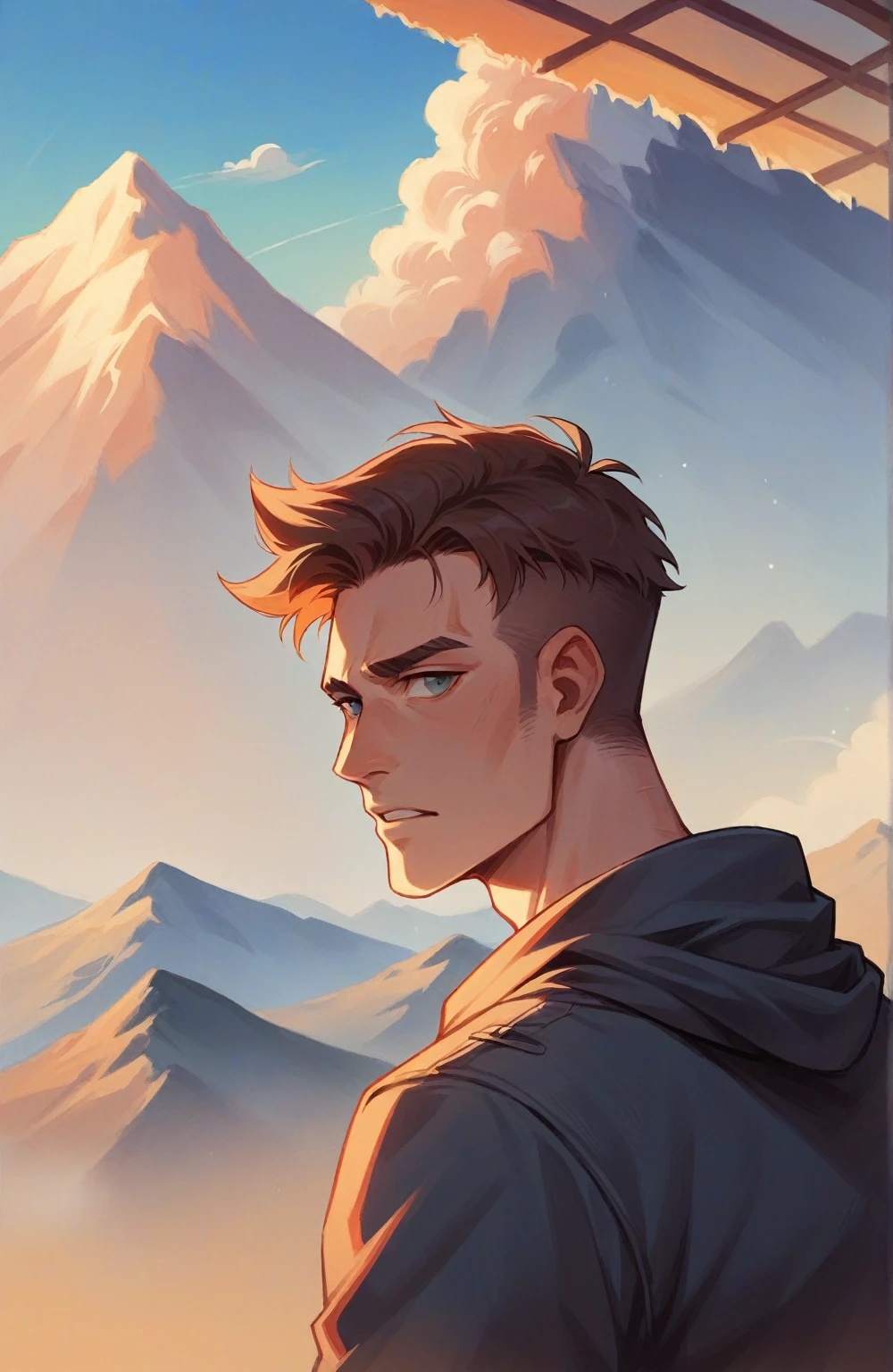 tyson_dayley <lora:tyson_dayley-08:0.75> wearing a fitted sleeveless hoodie and hiking shorts, Bryce Canyon National Park, hoodoos, visually stunning environment, natural wonders, natural lighting, golden hour