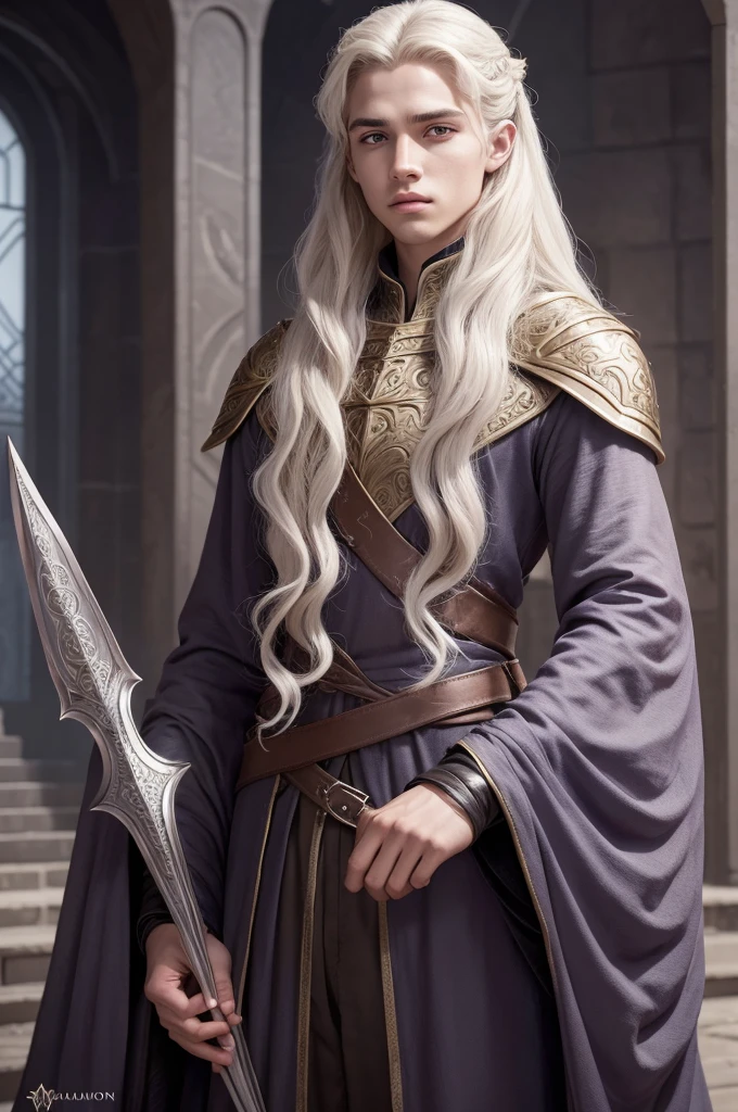 Inspired by prince Daeron Targaryen, son of Alicent Hightower, much younger, between 10 and , with a Valyrian appearance.