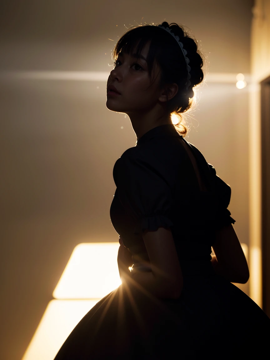 photo realistic, photo realistic, masterpiece, ultra high res, 8k, best quality, detailed shadow, amazing, sharp detail, sharp focus, (((Silhouette Lighting:1.5))), (((detailed and structured patterns))),
BREAK
1girl, (((big round eyes:1.3))), (((tareme:1.1))), (((afraid:1.2))), (((open mouth:1.2))), (looking up), (looking away), (random hairstyle), ((random face)), (((childlike face:1.2))), (bangs), (((very cute maid outfit:1.1))), (((Inside a dark Western-style building:1.2))), (((indoor))),