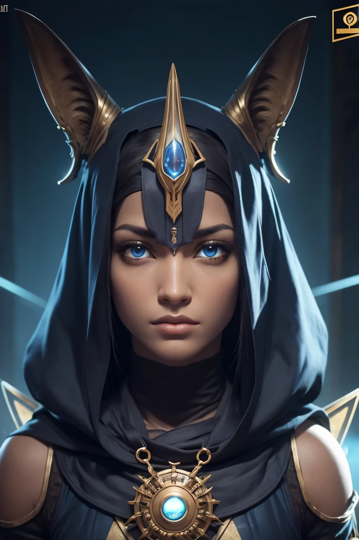 Face de anubis com controle de video game