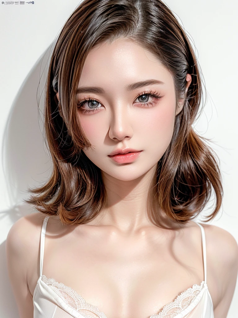(((white background 2.0)))、Professional Lighting、(((Professional Lighting 1.5)))、Translucent skin texture、Beautiful Skin、Beautiful Skin、、(((Whitening 1.5)))、((Small white lace bra 1.5))、((See-through 1.5)))、(((Mid shot photo 1.5)))、Simple earrings and necklace、(((ファッションMagazine Cover 1.5)))、(((Magazine Cover 1.5)))、Brown Hair、(((Dynamic Pose 1.5)))、sex appeal、Slim figure、