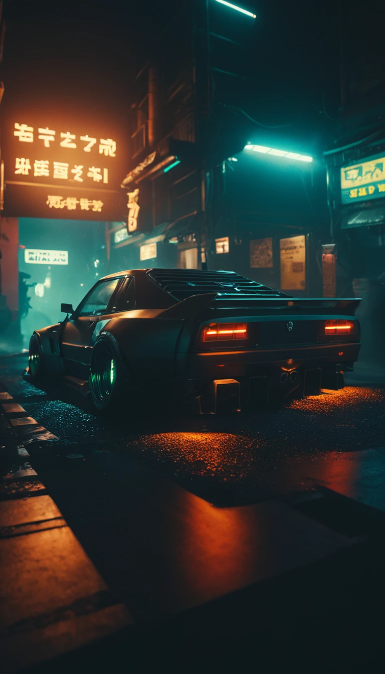 (intrincated details:1.5), (photorealistic), (masterpiece), (photography), cinematic lighting, (hyperrealistic:1.2), 8K, 300mm
vehicle focus, cyberpunks car, cyberpunk alley, ground vehicle, motor vehicle, , scenery, solo, night time, wide tyres, autonomous vehicle,(car led lights), steam coming out of the exhausts, (lens flare, film noise, diffused glow.1.5), (reflections and shine:1.5), (diffraction and chromatic aberration:1.5), (without license plate), (extremely shiny car paint), (tires with a lot of negative camber), Drone Cars, simetric design
sparks floating, (dust and scratches film:1.2), (vintage color grading:1.3), dense environment, (old photo style)
SK_ANALOGFILM
