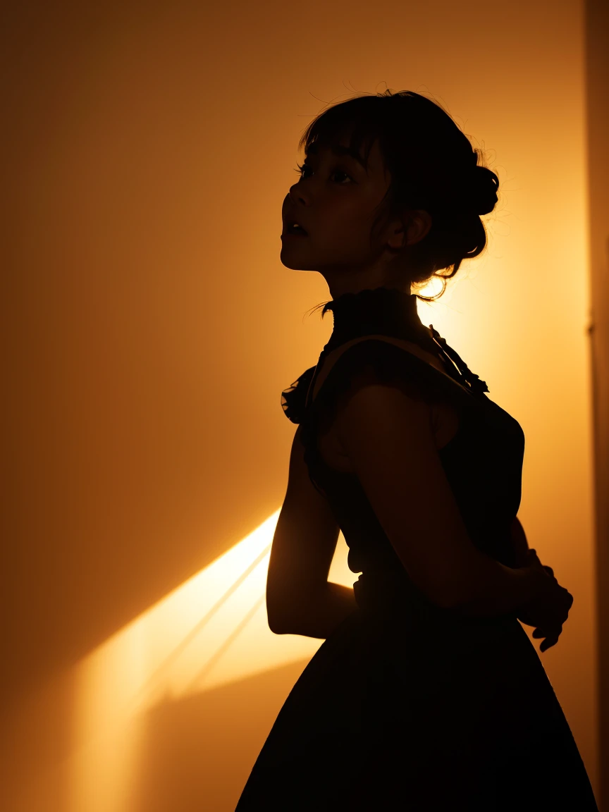 photo realistic, photo realistic, masterpiece, ultra high res, 8k, best quality, detailed shadow, amazing, sharp detail, sharp focus, (((Silhouette Lighting:1.5))), (((detailed and structured patterns))),
BREAK
1girl, (((big round eyes:1.3))), (((tareme:1.1))), (((afraid:1.2))), (((open mouth:1.2))), (looking up), (looking away), (random hairstyle), ((random face)), (((childlike face:1.2))), (bangs), (((very cute maid outfit:1.1))), (((Inside a dark Western-style building:1.2))), (((indoor))),