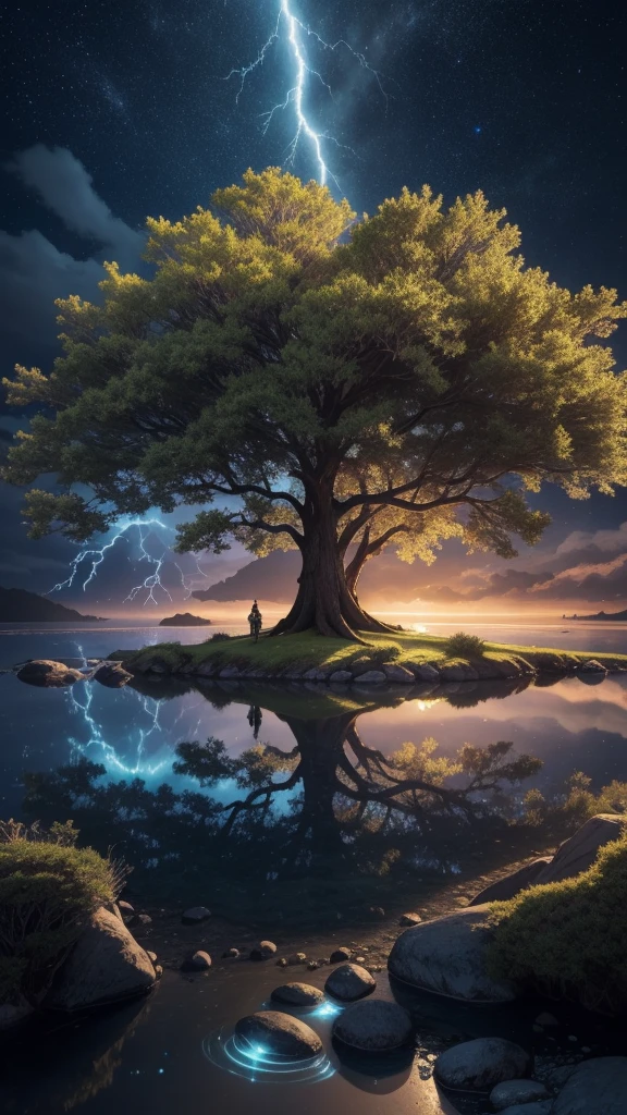 Celestial Tree, big tree, paisaje, panorama, Sky Heaven, naturey, palmtrees, Cedars, forst, Rivers of water, Thunder Light, Detailed Realistic FullHD Fotorrealism, Majestic, comely, fire, villany, Thunders, Sky Thunders, Stars, photorrealistic 6K, UltraHD Detailed, detailed colors 8K, Elegant beauty, floor, stele, lightning strikes, heavens, Divine Sky, tempest, Towards the heavens, heavenly, Godlike, photorrealistic, Rendering, 4K, 8K, detailed textures, detailed shadows, padoru, detailed colors, Gods Sky, UltraHD 16K Details, 16K photorealistic textures, detailed sharpness 16K, detailed sharpness, detailed colors, realistic shadows, Ultra realistic textures, High Power, Natural Beauty, natural colors, realistic contrast, Texturas photorrealistics, detailed colors, lifelike colors, detailed shadows, luminous face, villany, Detailed face 4k, ultra detaild, contraste realista de 8K, detailed sharpness, cores Ultra HD, chic,