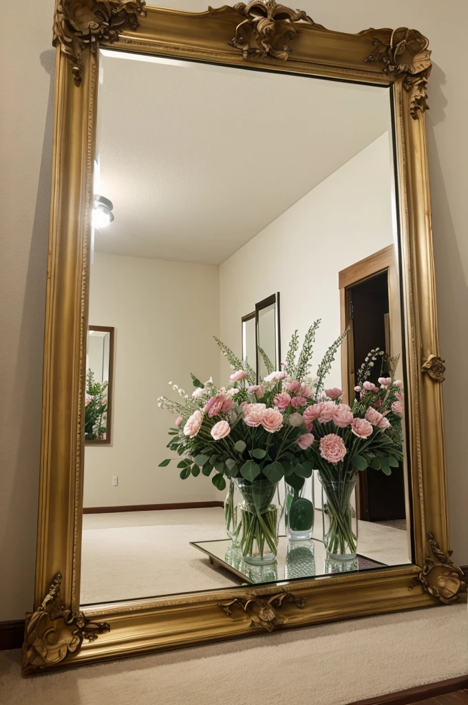 Group of flowers with mirror 