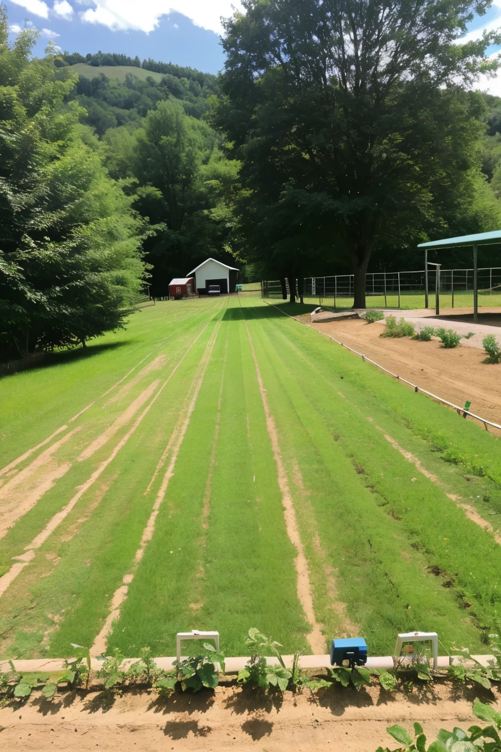 a small farm that has an automated irrigation system controlled by sensors and actuators such as a servomotor controlled by arduino 
