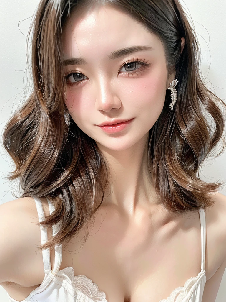 (((white background 2.0)))、Professional Lighting、(((Professional Lighting 1.5)))、Translucent skin texture、Beautiful Skin、Beautiful Skin、、(((Whitening 1.5)))、((Small white lace bra 1.5))、((See-through 1.5)))、(((Mid shot photo 1.5)))、Simple earrings and necklace、(((ファッションMagazine Cover 1.5)))、(((Magazine Cover 1.5)))、Brown Hair、(((Dynamic Pose 1.5)))、sex appeal、Slim figure、