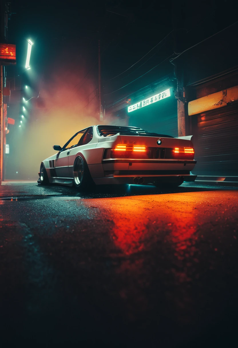 (intrincated details:1.5), (photorealistic), (masterpiece), (photography), cinematic lighting, (hyperrealistic:1.2), 8K, 300mm
vehicle focus, cyberpunk BMW 80s car, cyberpunk alley, ground vehicle, motor vehicle, , scenery, solo, night time, wide tyres, autonomous vehicle,(car led lights), steam coming out of the exhausts, (lens flare, film noise, diffused glow.1.5), (reflections and shine:1.5), (diffraction and chromatic aberration:1.5), (without license plate), (extremely shiny car paint), (tires with a lot of negative camber), Drone Cars, simetric design
sparks floating, (dust and scratches film:1.2), (vintage color grading:1.3), dense environment, (old photo style)
SK_ANALOGFILM