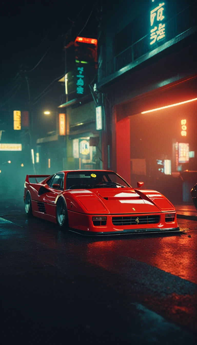 (intrincated details:1.5), (photorealistic), (masterpiece), (photography), cinematic lighting, (hyperrealistic:1.2), 8K, 300mm
vehicle focus, cyberpunk Ferrari 80s car, cyberpunk alley, ground vehicle, motor vehicle, , scenery, solo, night time, wide tyres, autonomous vehicle,(car led lights), steam coming out of the exhausts, (lens flare, film noise, diffused glow.1.5), (reflections and shine:1.5), (diffraction and chromatic aberration:1.5), (without license plate), (extremely shiny car paint), (tires with a lot of negative camber), Drone Cars, simetric design
sparks floating, (dust and scratches film:1.2), (vintage color grading:1.3), dense environment, (old photo style)
SK_ANALOGFILM