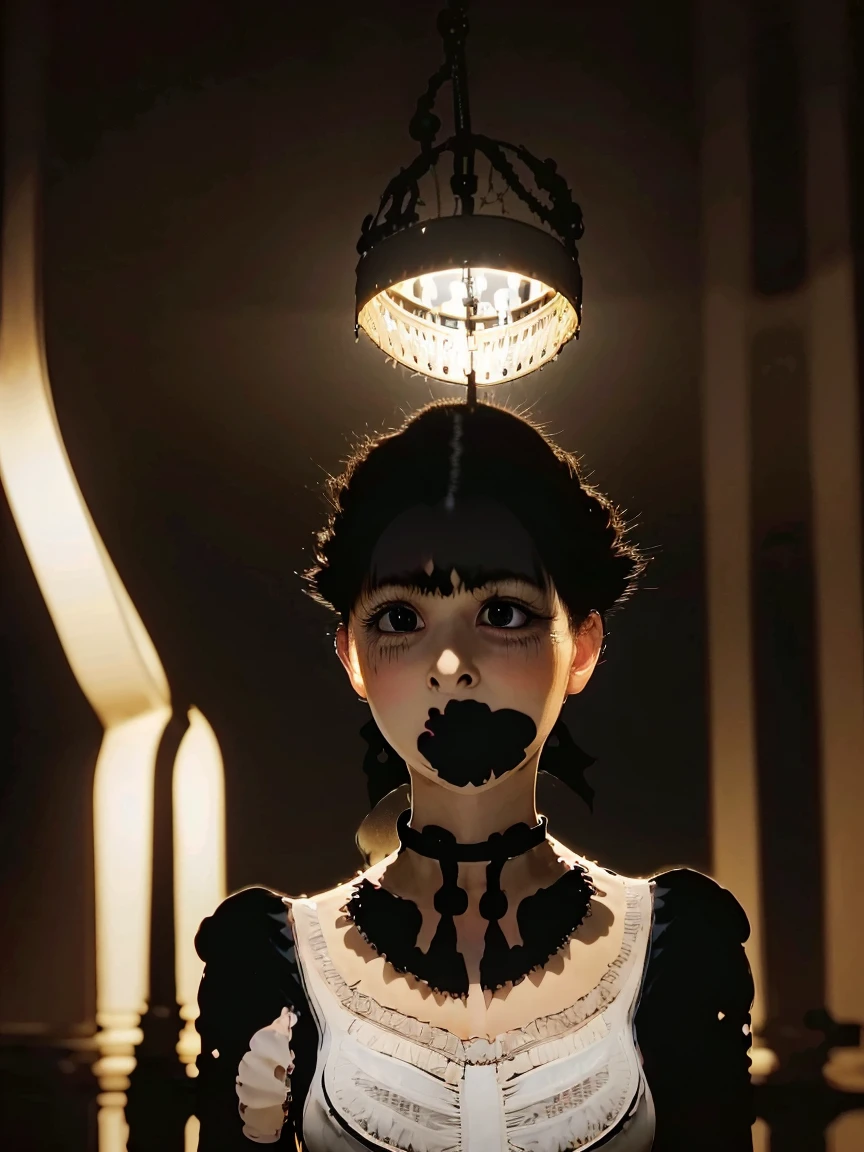 photo realistic, photo realistic, masterpiece, ultra high res, 8k, best quality, detailed shadow, amazing, sharp detail, sharp focus, (((Silhouette Lighting:1.5))), (((detailed and structured patterns))),
BREAK
1girl, (((big round eyes:1.3))), (((tareme:1.1))), (((afraid:1.2))), (((open mouth:1.2))), (looking up), (looking away), (random hairstyle), ((random face)), (((childlike face:1.2))), (bangs), (((very cute maid outfit:1.1))), (((Inside a dark Western-style building:1.2))), (((indoor))),