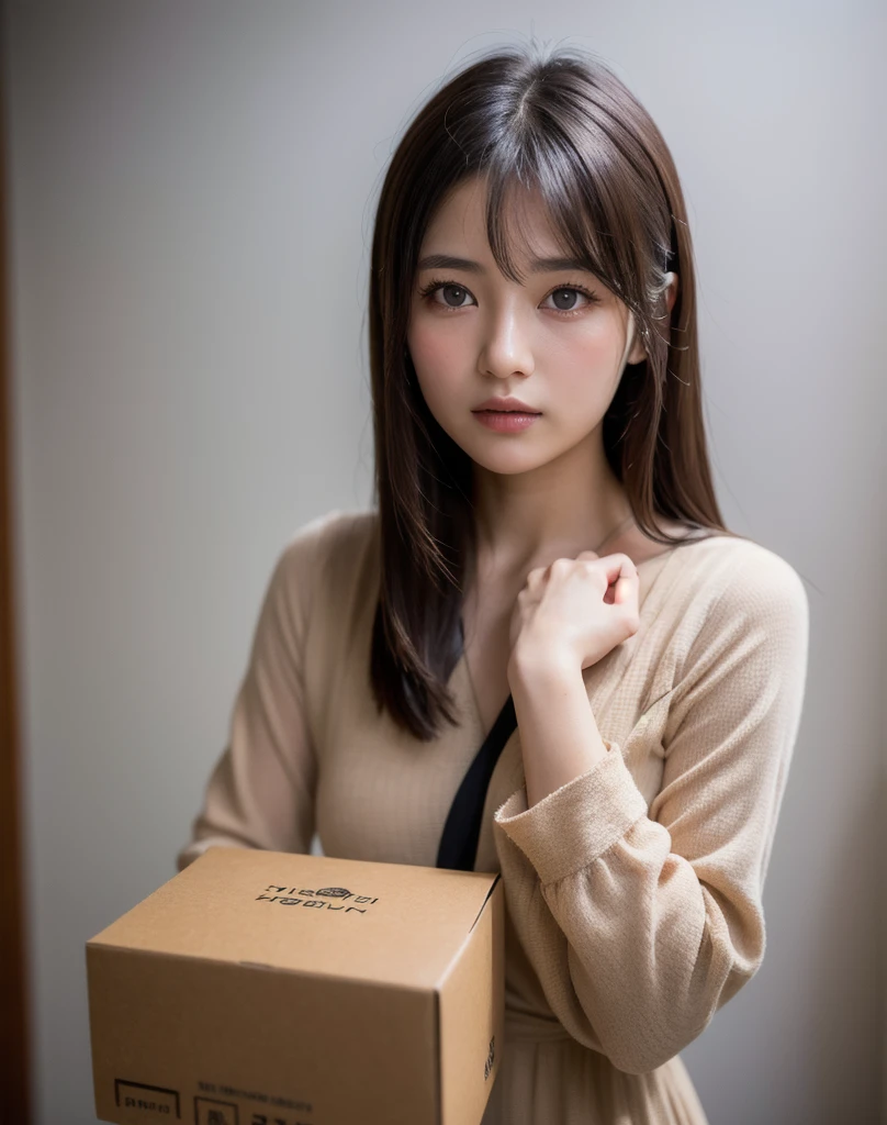 Highest quality, Face Focus, Soft Light, Ultra-high resolution, (Realistic:1.4), RAW Photos,
1 Japanese girl, alone, cute, (pupil, Light in your eyes),  Beautiful face in every detail, (Small box),(High resolution detail of human skin texture),
(Long Hair),
indoor,
Damask Shirt Dress,
(Portraiture)