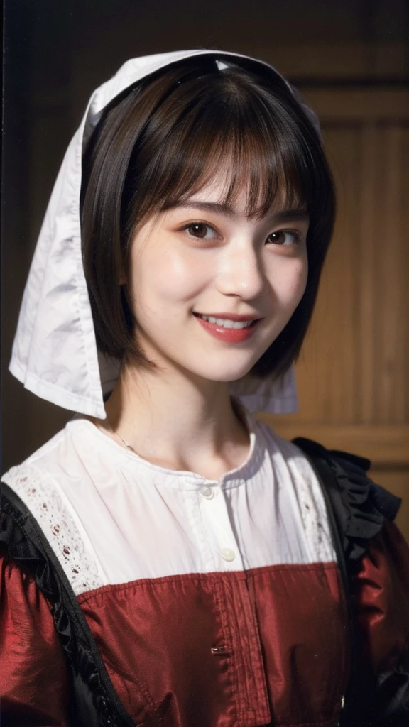 252 (An 18-year-old female and an 18-year-old male), (short hair),type, Lipstick, (Rembrandt style), Smile