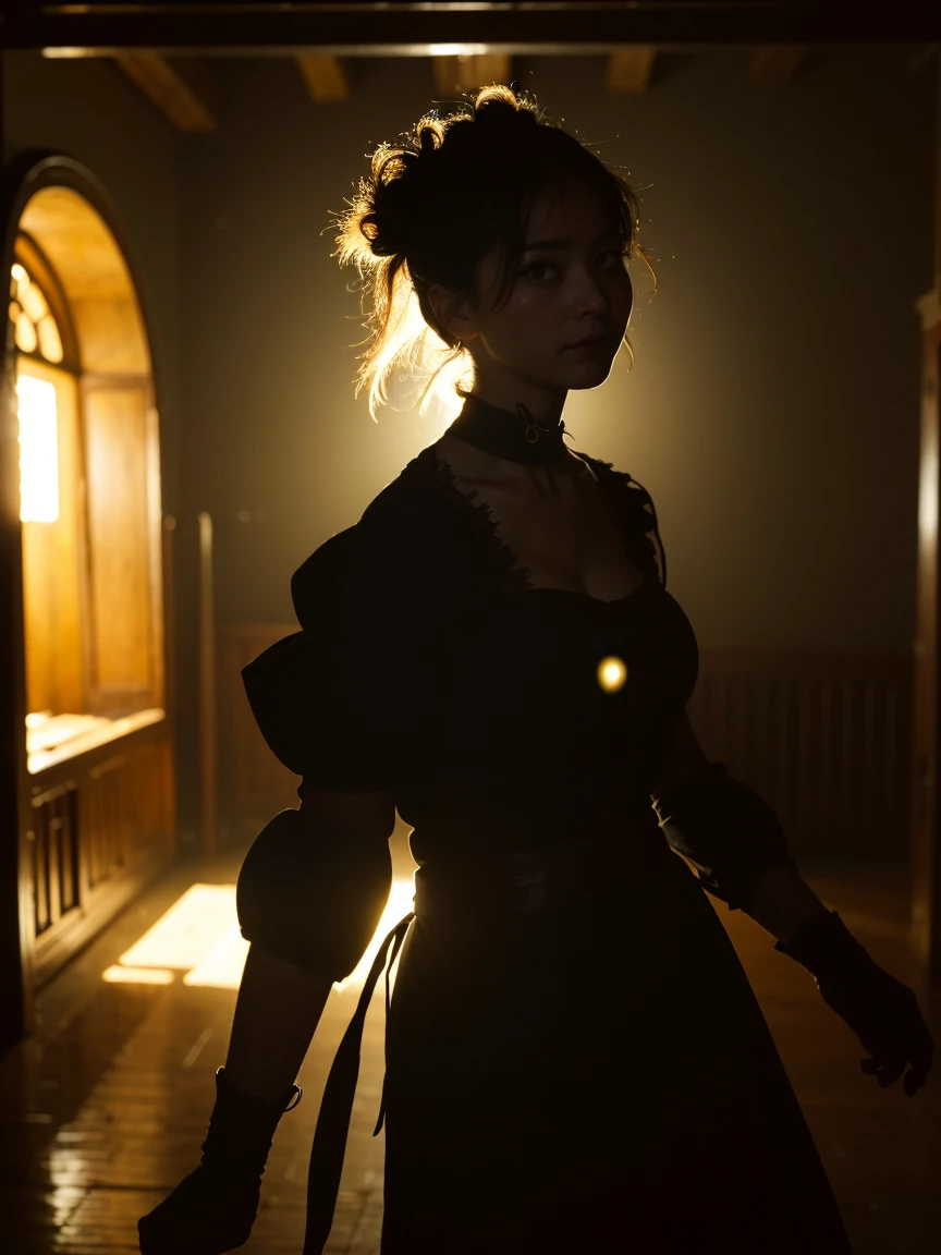 photo realistic, photo realistic, masterpiece, ultra high res, 8k, best quality, detailed shadow, amazing, sharp detail, sharp focus, (((Silhouette Lighting:1.5))), (((detailed and structured patterns))),
BREAK
1girl, (((big round eyes:1.3))), (((tareme:1.1))), (((afraid:1.2))), (((open mouth:1.2))), (looking up), (looking away), (random hairstyle), ((random face)), (((childlike face:1.2))), (bangs), (((very cute maid outfit:1.1))), (((Inside a dark Western-style building:1.2))), (((indoor))),