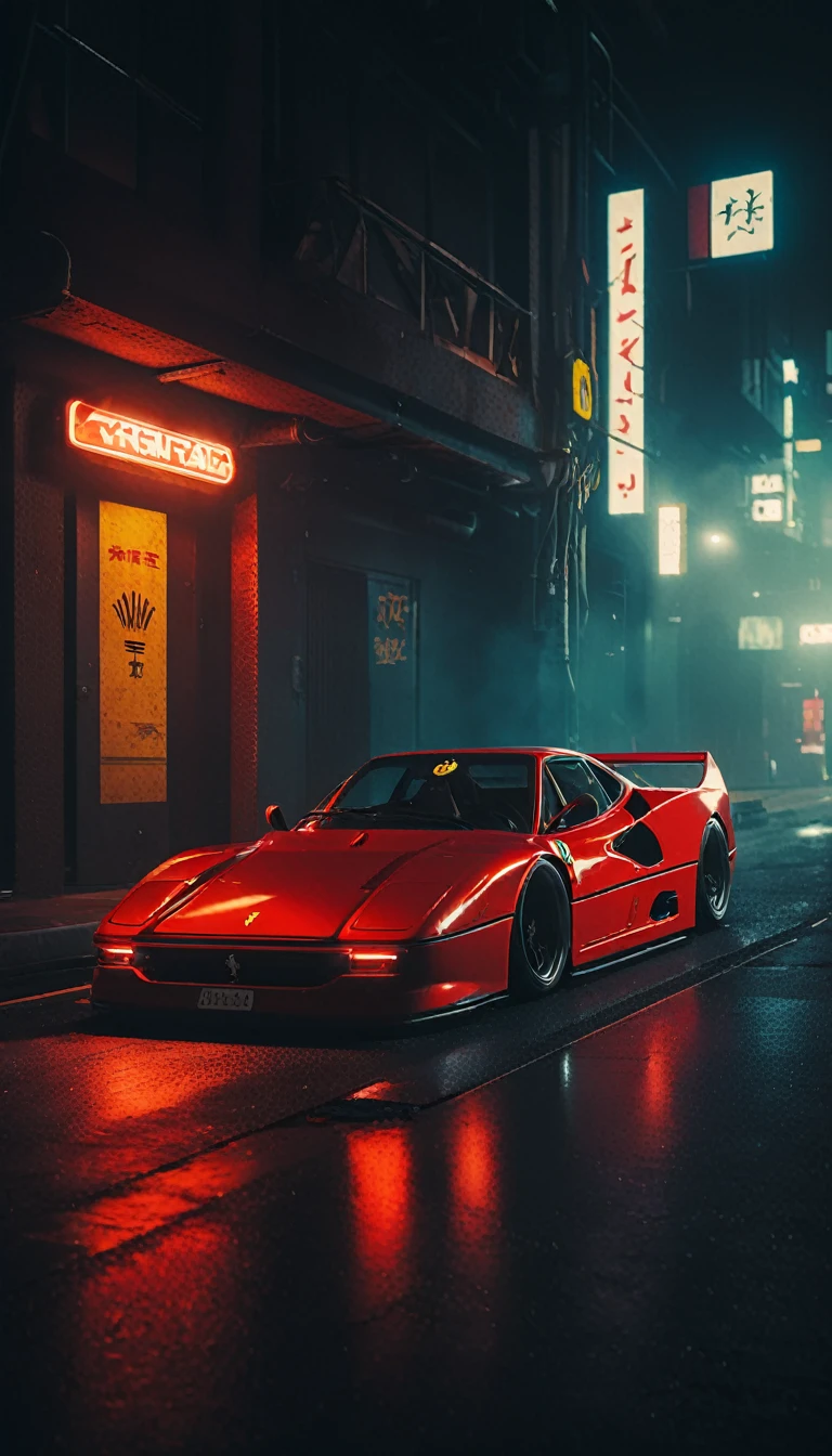 (intrincated details:1.5), (photorealistic), (masterpiece), (photography), cinematic lighting, (hyperrealistic:1.2), 8K, 300mm
vehicle focus, cyberpunk Ferrari 80s car, cyberpunk alley, ground vehicle, motor vehicle, , scenery, solo, night time, wide tyres, autonomous vehicle,(car led lights), steam coming out of the exhausts, (lens flare, film noise, diffused glow.1.5), (reflections and shine:1.5), (diffraction and chromatic aberration:1.5), (without license plate), (extremely shiny car paint), (tires with a lot of negative camber), Drone Cars, simetric design
sparks floating, (dust and scratches film:1.2), (vintage color grading:1.3), dense environment, (old photo style)
SK_ANALOGFILM