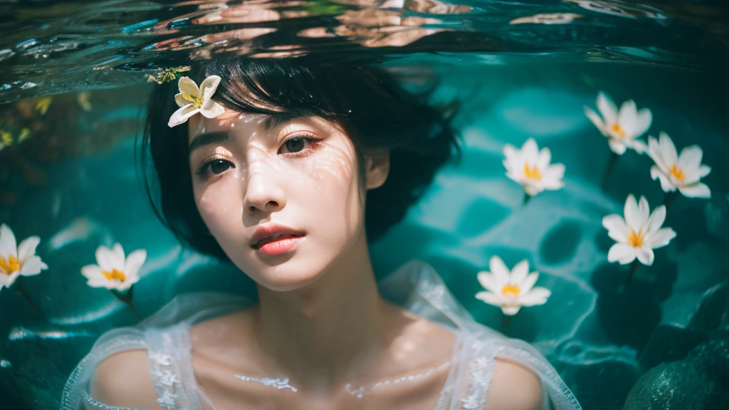 Photographed with Sony A6000　A beautiful woman turned into a fossil　angelicales　beautiful decadent sight、Gentle light、Water channels、subsurface、florals、krystal、Dark Fantasy