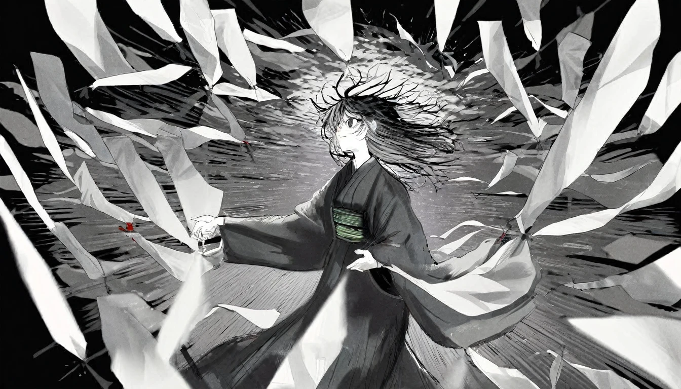 by Demizu Posuka by ziyun,
Detailed face paper texture of one girl in kimono,
Look up diagonally,
Slope
(High resolution,
masterpiece,
Highest quality, )