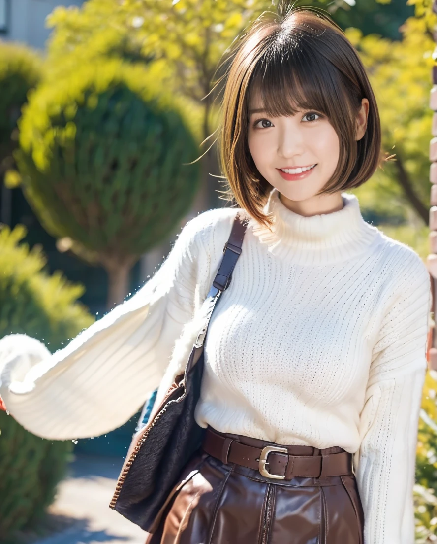 歯をみせるsmileの女の子、Summer knitwear、Leather Belt、skirt、Lens flare、Hair blowing in the wind、Medium Short Hair、、Expressing the whiteness of one's breath、Photo from the waist up、Night city illumination shot、Cowgirl Shot、Fur coat、豪華なグレーのミンクのFur coat、Wear fine leather boots、Luxury Bags、Inner turtleneck、Silver necklace and small silver earrings Millionaire style:1.4))、Full body photo、smile、 Caustics、Highly detailed photos、Very beautiful woman 、Ample breasts、No makeup、(8K、RAW Photos、Highest quality、masterpiece:1.2)、(Realistic、Realistic)、1 Girl、((Medium Short Hair、Midwinter、Cold region Snow falling、The wind is blowing、Fluttering Hair、Blur the background、Colorful illuminations、Looking into the camera:1.4))、