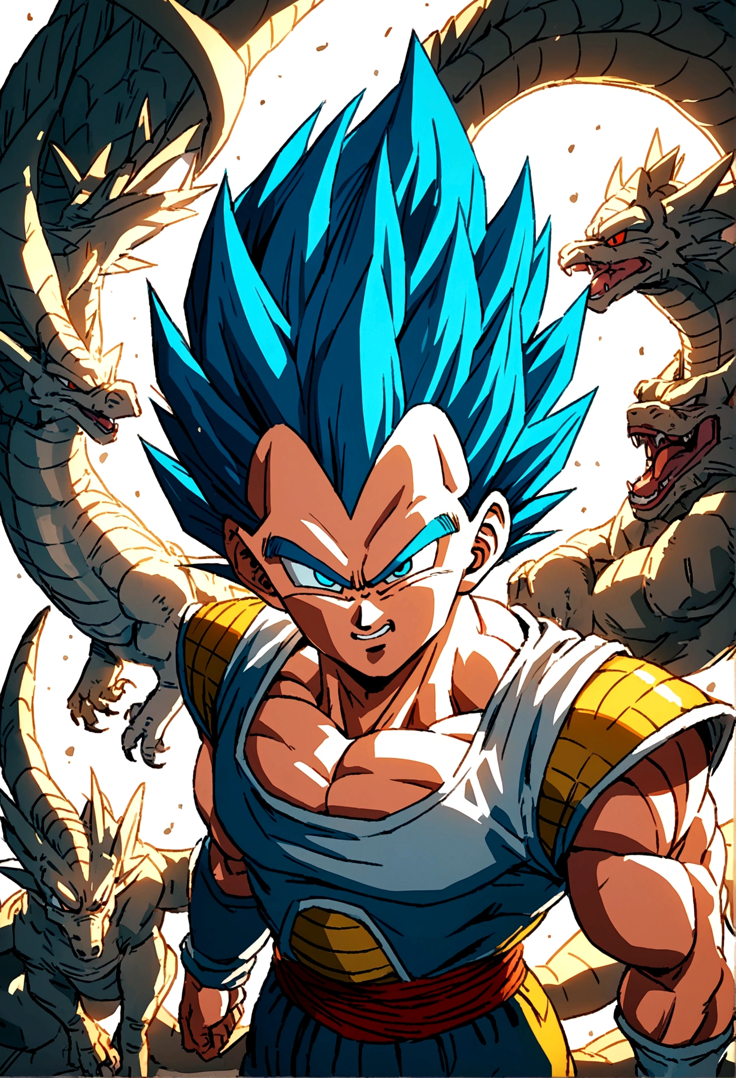 -vegeta blue hair dragon ball, White background