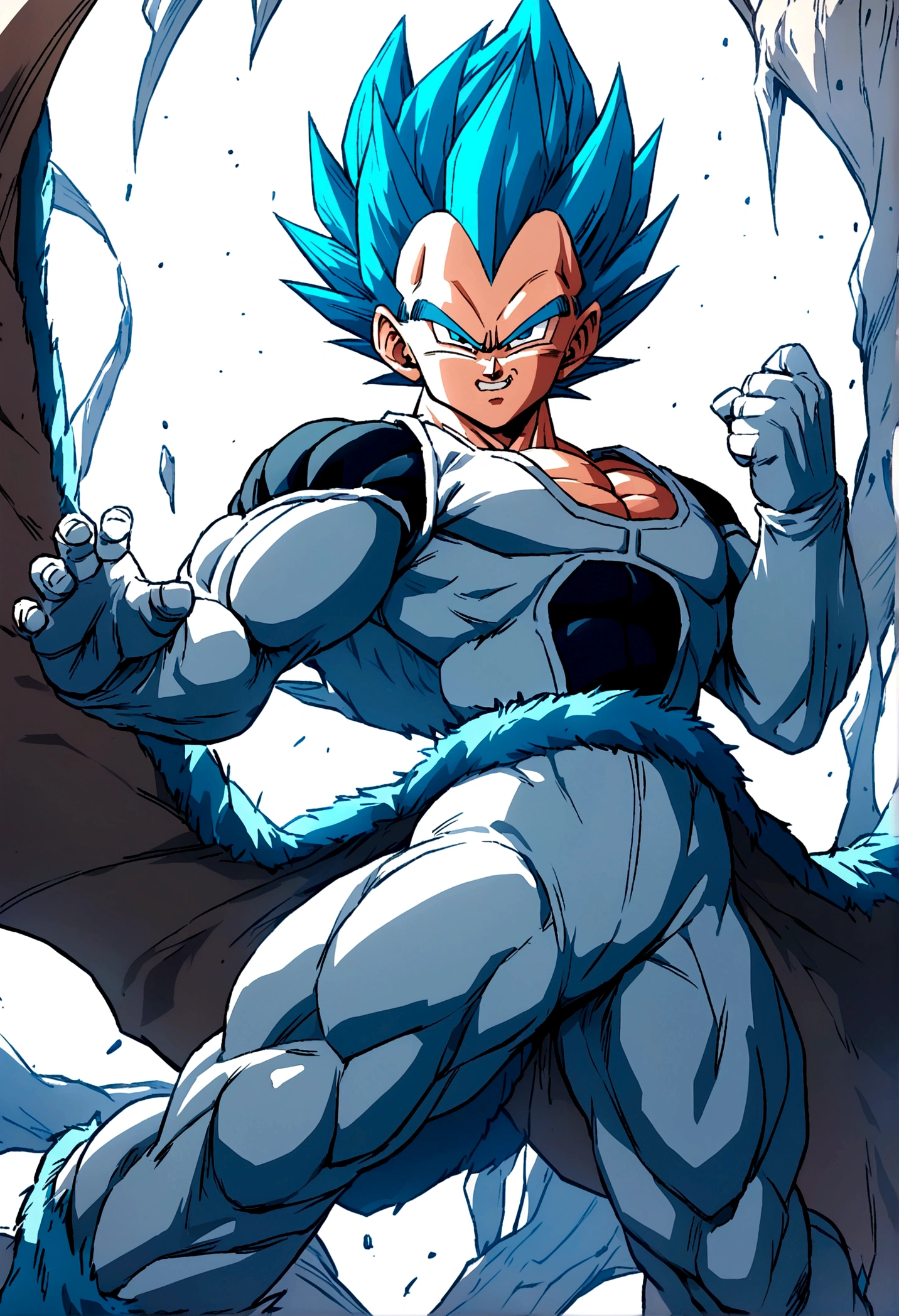 -vegeta blue hair dragon ball, White background