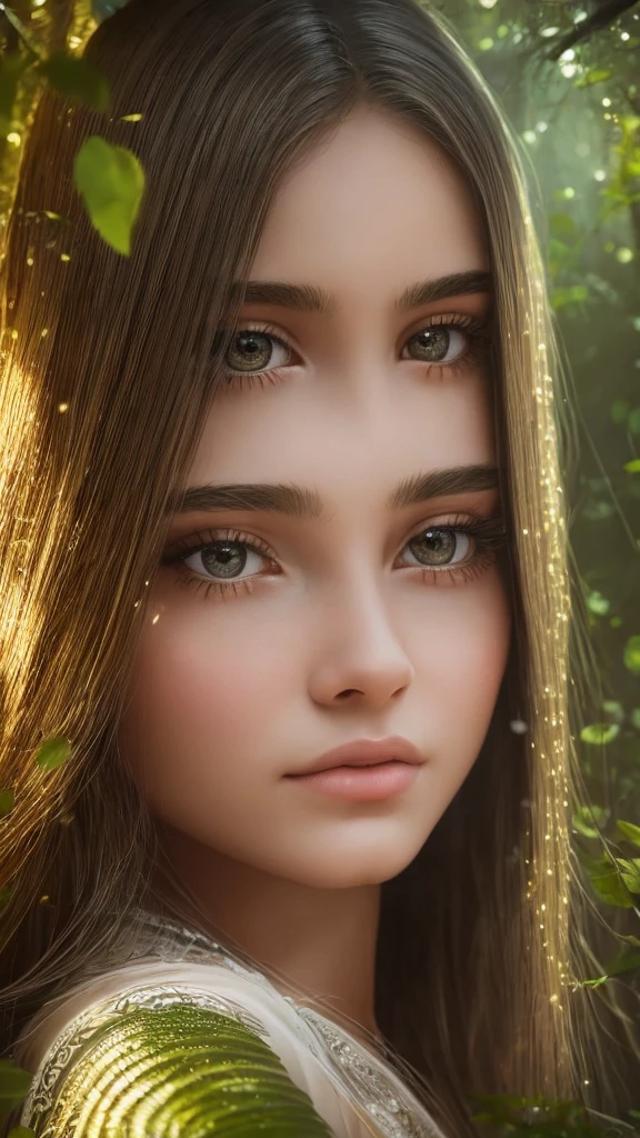 una hermosa joven en un Magic Forest, rodeada de glowing fireflies, con una ethereal expression y soñadora

una hermosa joven, 1 girl, Beautiful detailed eyes, beautiful detailed lips, extremely detailed face, long eyelashes, ethereal expression, glowing fireflies, Magic Forest, dense foliage, sunlight filtering through the trees, soft lighting, muted color palette, Fancy, dreamlike , Very detailed, 8k, photorealistic, Masterpiece, conceptual art 