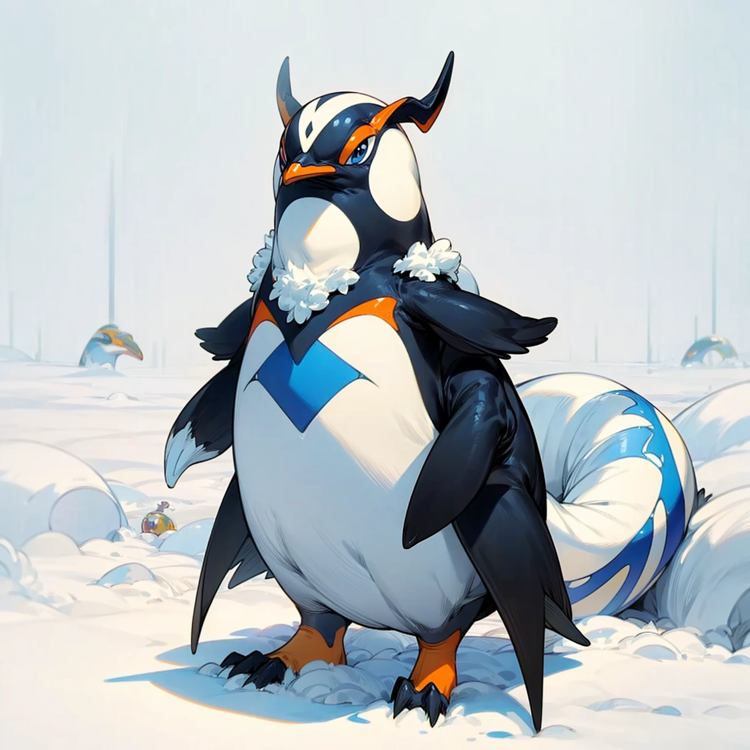 Ultra detailed, full background, Full body version, motion blur, plasma, lens blur, overlay color, overlay blending, lighten blending, chromatic aberration, hd, ultra hd, (dragon ball style), penguin, animal, blue eyes