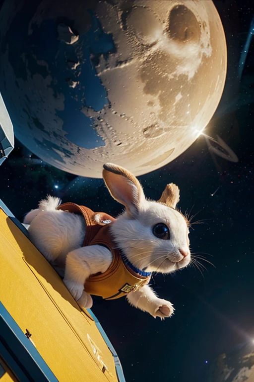 Space rabbit with his ship called piolin