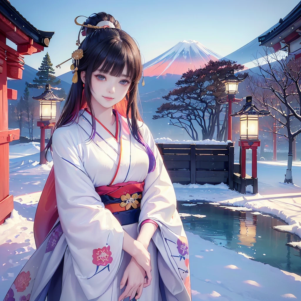 (The image shows only the upper body:1.7),
((8K, RAW Photos, Highest quality, masterpiece), High-resolution RAW color photos、
Professional close-up photography, (Realistic, フォトrealism: 1.37),
(Highest quality), (Best Shadow), (Best illustrations),
High-quality images、Skin Radiance、Texture of skin and clothing、
Expression of fine eyes、Shiny Hair,Long Hair Girl, Manga inspired by Lee Jong-suk,
Trending on deviantart, realism, detailed manga style, Manga art style,
Perfect Line Drawing, Beautiful line art, digital manga art girl, K-POPアイドル, dress,
Beautiful brown eyes, Fuller lips, Gorgeous face with attention to detail,
(Cute Smile), attractive, Innocent, (Perfectly detailed face),
(Detailed and carefully drawn hand) Photorealistic images, Written boundary depth,
Japanese style princess cut hairstyle,
best quality, masterpiece, New Year,
((Kimono with strikingly beautiful colorful colors:1.7)),
Three Japanese high-school cute girls, ((looking straight)),
gently smiling,
((upper arms hidden by clothes and hair)),
(innocent and pure high-school-girls:1.7)
((white short scarf)), ((white feather shawl)),
(separately side by side:1.4),
shrine background, (mount Fuji:1.3), ((snow))
winter(season), (outdoors:1.5)