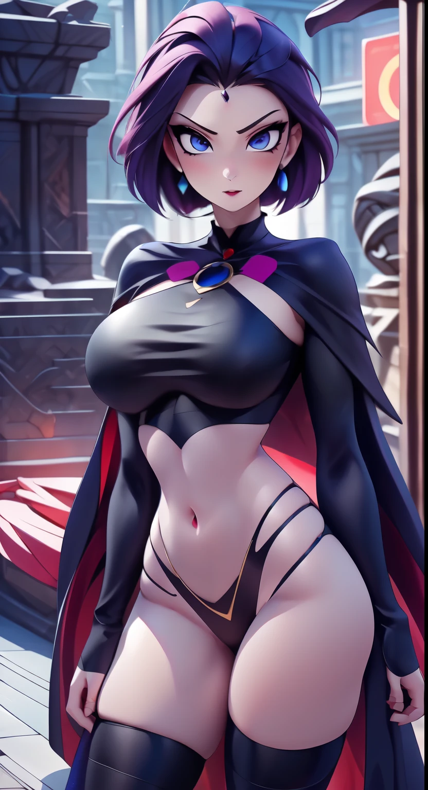 1girl as raven goth woman, detailed eyes, detailed face, pale skin,mature body, tall body,seductive body, big breast, medium thigh, wide hips, masterpiece