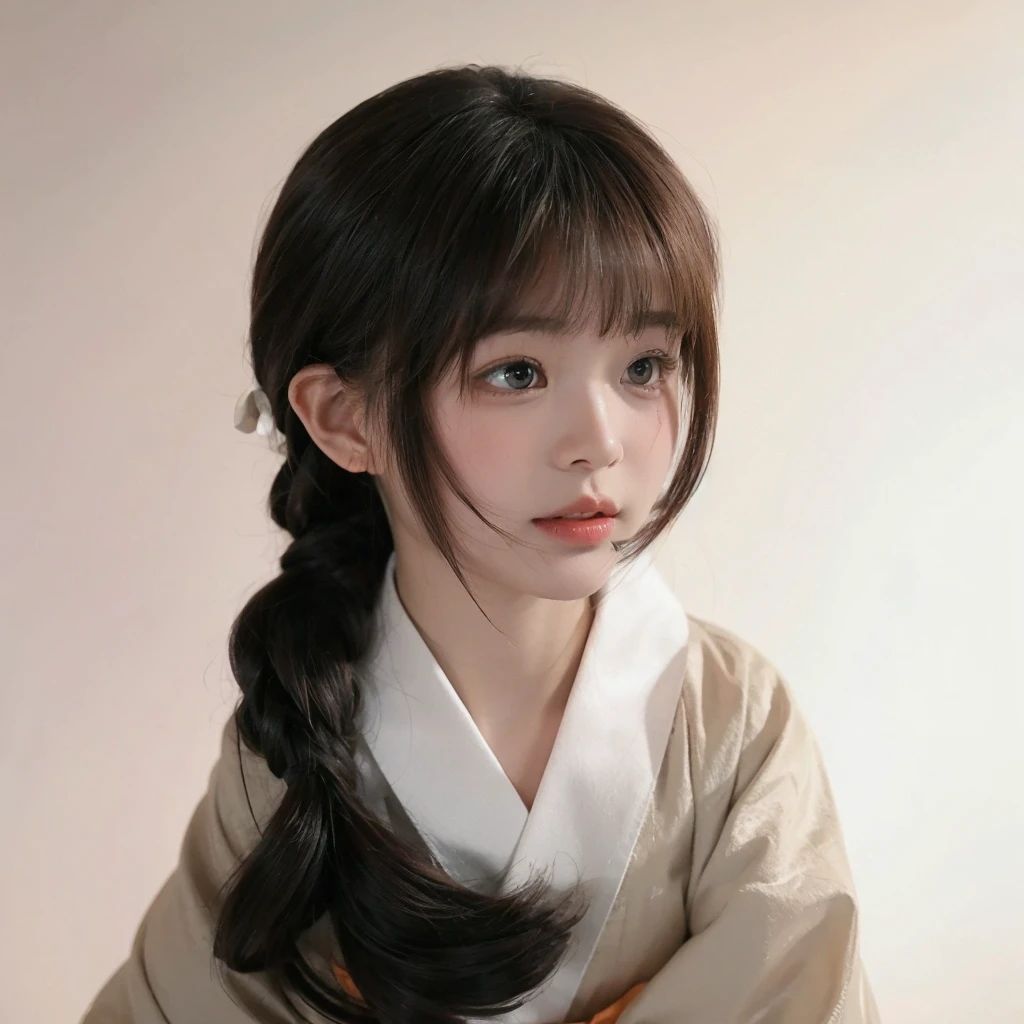 Little Chiyo bangs,Natural and beautiful bangs,Background solid color
