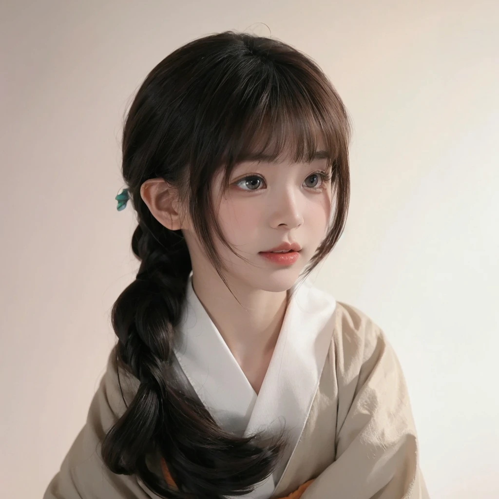 Little Chiyo bangs,Natural and beautiful bangs,Background solid color