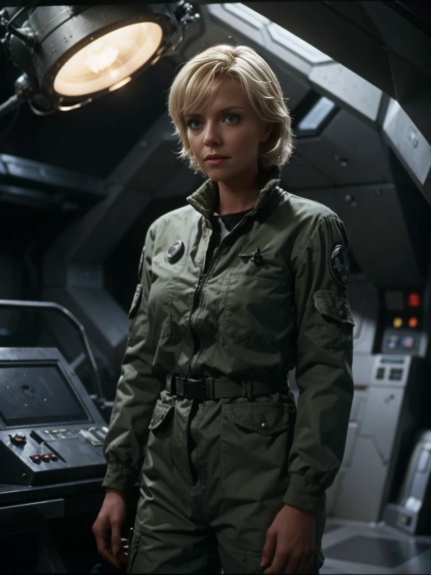 Blonde British woman stands naked on a spooky alien spaceship, Sci-fi horror, 1982年のmovieのワンシーン, movie「The Thing」Appeared in (1982), 非常にリアルなmovieのスチール写真, Full color still images, Sci-fi horrormovieスチール, Alien autopsy, SFmovieのスチール写真, high resolution film still